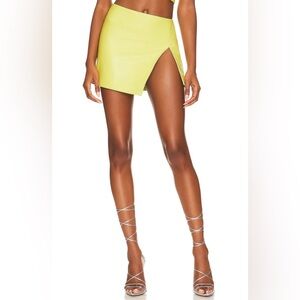 Camila Coelho Pip Leather Micro Skirt in Lime Green